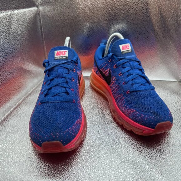 Size 7.5 Nike Airmax Flyknit Womens Vivid Blue Orange Running Sneaker 620659-400 - Picture 3 of 10